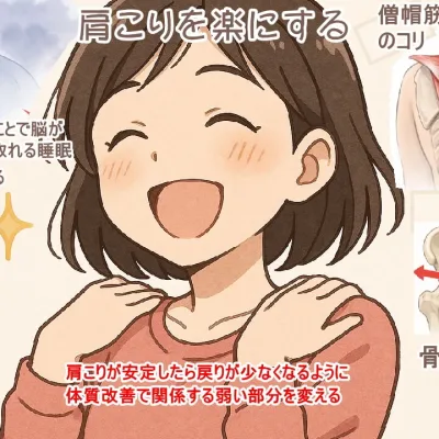 肩の筋肉の僧帽筋が疲労してコリを起こすから調子が悪い