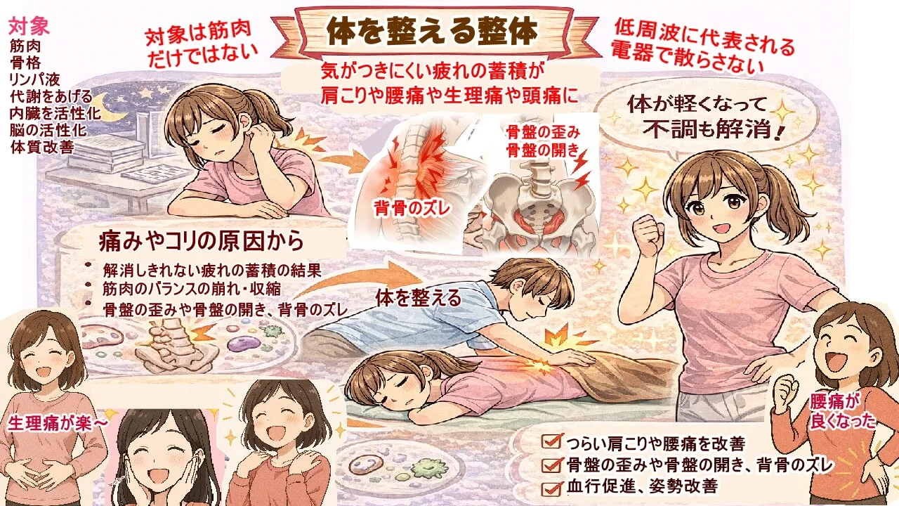 体の歪みや体の崩れを整えて痛みやコリを解消する徳力整体院