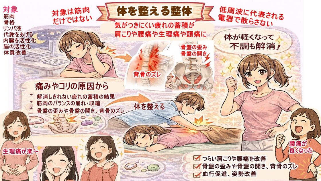 北九州市小倉南区で整体で整えて肩こり、腰痛、頭痛、生理痛、便秘、膝の痛み、首のコリを解消