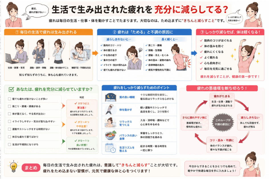 日ごろの疲れやストレスの蓄積が体の歪み、崩れになり、肩こり、腰痛、頭痛、生理痛、便秘、膝の痛み、首のコリに。北九州市・小倉南区の徳力整体院