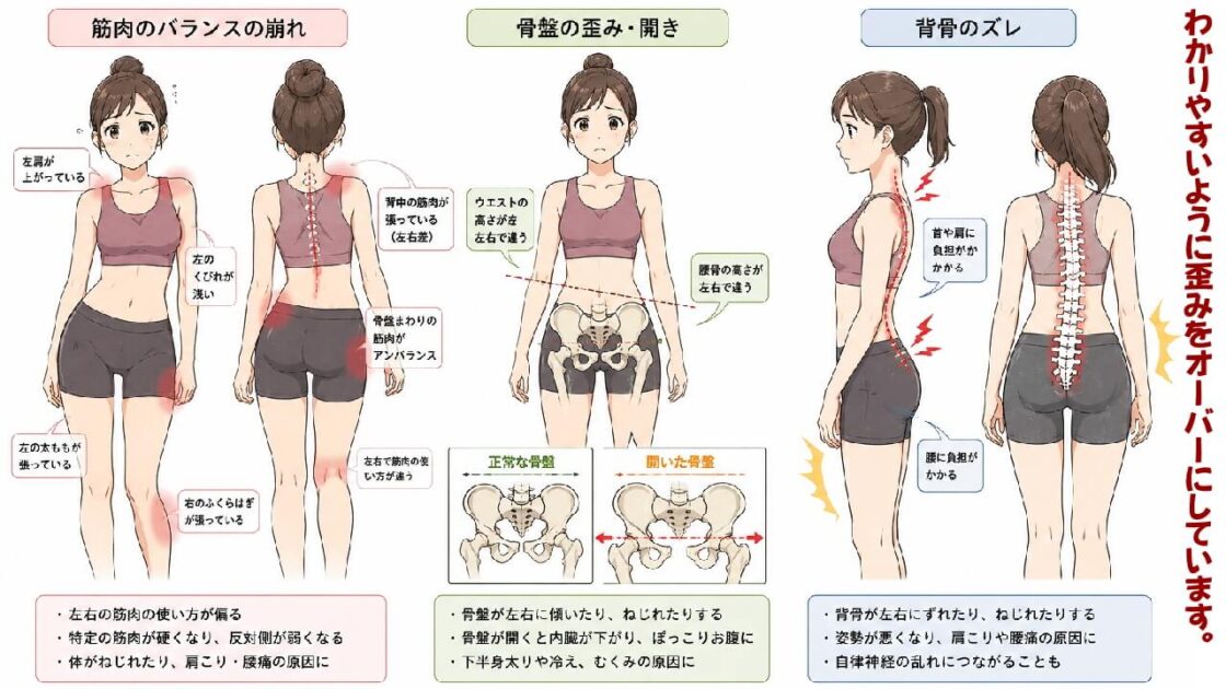 日ごろの生活で常に疲れや疲労、ストレスがたまり体の歪み、崩れになり痛みやコリが起きる。北九州市・小倉の徳力整体院