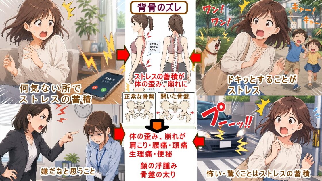 普段の生活で緊張する場面や怖い、びっくりしたことがストレスとしてたまり疲れになる