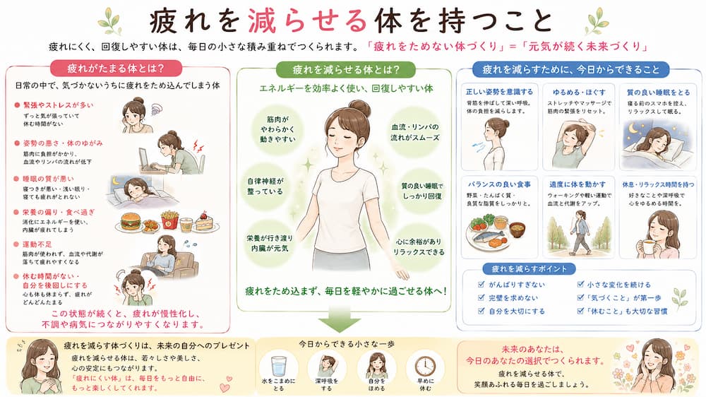 疲れを貯めても減らsル事ができる体うを持つ。北九州市・小倉の徳力整体院